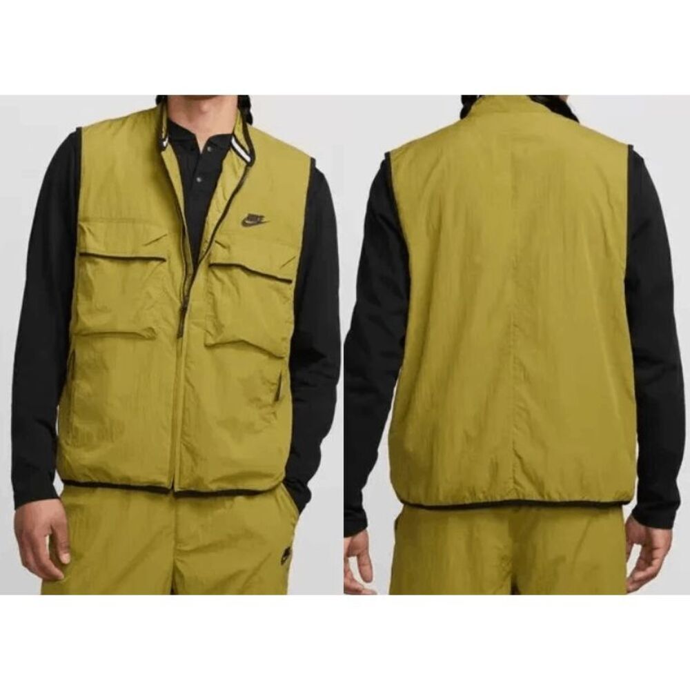 Nike Men’s Tech Woven Utility Vest Green Zip-Up UPF 40+  Jacket Size M